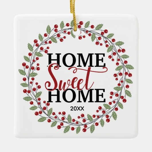 Thuiskerstboom met foto's Home Sweet Keramisch Ornament (Voorkant)