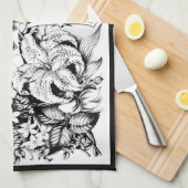 thuiskeukenhanddoek zwart-wit theedoek (Quarter Fold)