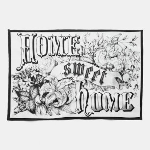 thuiskeukenhanddoek zwart-wit theedoek