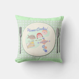 Thuiskoken Funny Retro Food Mealtime Slogan Kussen