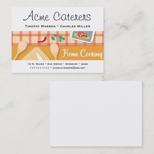 Thuiskokercatering Visitekaartje (Voorkant / Achterkant)