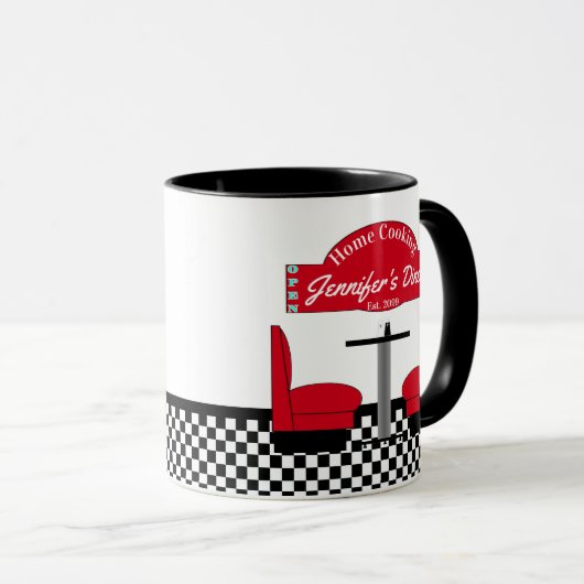 Thuiskooknaam Chef Diner Retro Cups Mokken (Voorkant rechts)