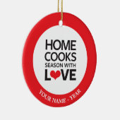 Thuiskookseizoen met liefde keramisch ornament (Rechts)