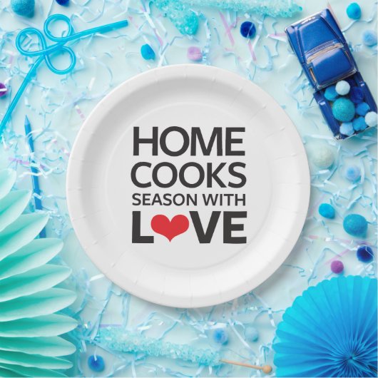Thuiskookseizoen met liefde papieren bordje (Feest)