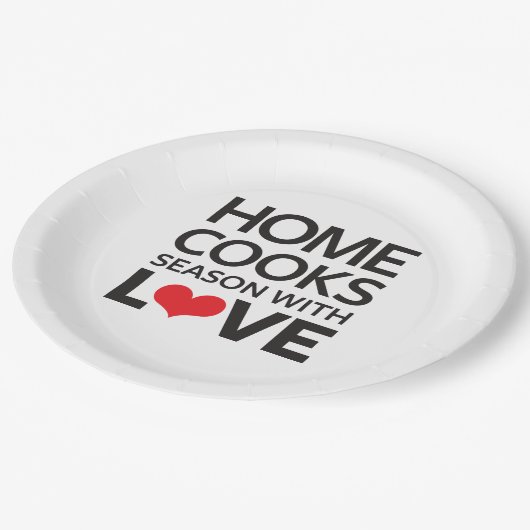 Thuiskookseizoen met liefde papieren bordje (Gekanteld)