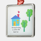 Thuisonderwijs is waar het hart is! metalen ornament (Links)