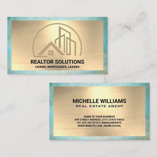 Thuisonroerend goed | Goudtextiel Visitekaartje (Voorkant / Achterkant)