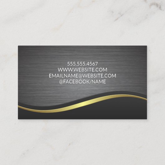 Thuispictogram | Achtergrond van metalen geborstel Visitekaartje (Achterkant)