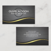 Thuispictogram | Achtergrond van metalen geborstel Visitekaartje (Voorkant / Achterkant)