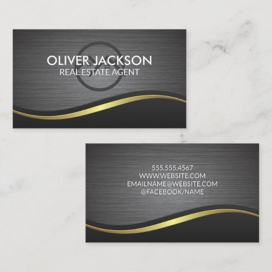 Thuispictogram | Achtergrond van metalen geborstel Visitekaartje (Voorkant / Achterkant)