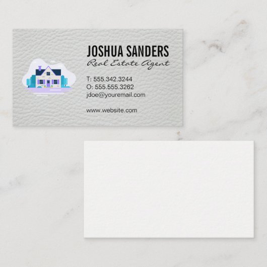 Thuispictogram | Ledertextiel Visitekaartje (Voorkant / Achterkant)