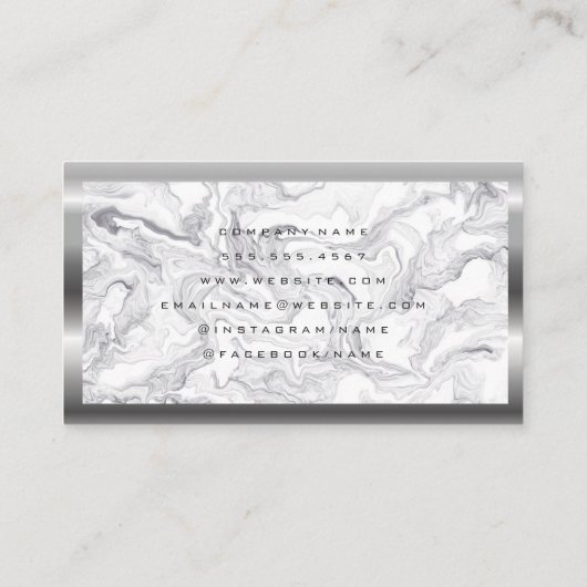 Thuispictogram | Marble Silver Metallic Visitekaartje (Achterkant)