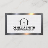 Thuispictogram | Tegels van witte baksteen | Metal Visitekaartje (Voorkant)