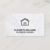 Thuispictogram | Witte marmer Afsprakenkaartje (Voorkant)