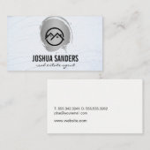 Thuispictogram / Zilver geborsteld / Gevulde muur Visitekaartje (Voorkant / Achterkant)