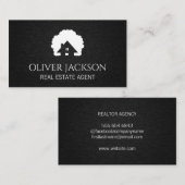 Thuispictogram | Zwarte textuur Visitekaartje (Voorkant / Achterkant)