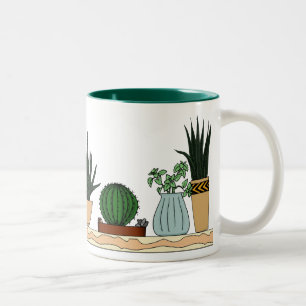 Thuispotentiële Planten Doodle Art Tweekleurige Koffiemok