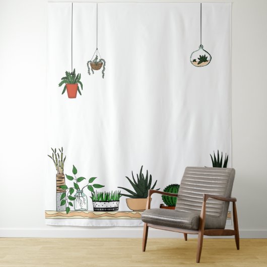 Thuispotentiële Planten Doodle Art Wandkleed (In situ)