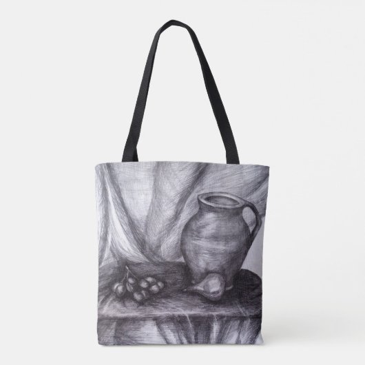 Thuispotloodtekening All-Over-Print Canvas tas (Achterkant)