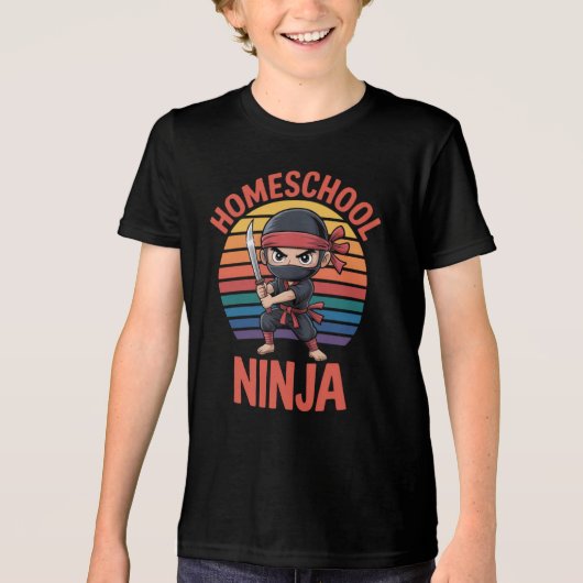 : Thuisschool Ninja Kinder – Schattigee Chibi Ninj Tri-Blend Shirt (Voorkant)