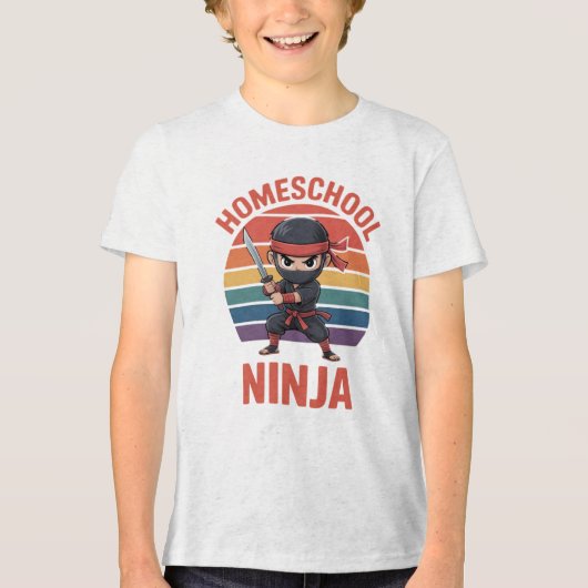 : Thuisschool Ninja Kinder – Schattigee Chibi Ninj Tri-Blend Shirt (Voorkant)