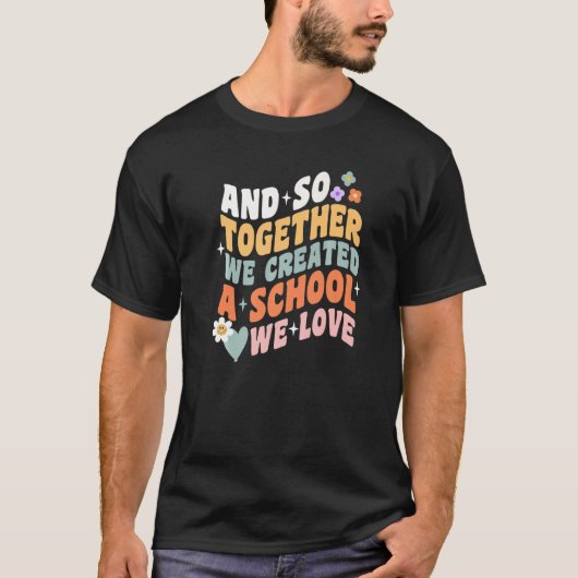 Thuisschool We houden van Groovy Homeschool Teache T-shirt (Voorkant)