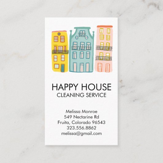 Thuisschoonmaak in een zoet huis Janitorial Maid Visitekaartje (Voorkant)