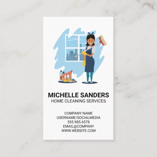 Thuisschoonmaakdiensten | huishoudster visitekaartje (Voorkant)