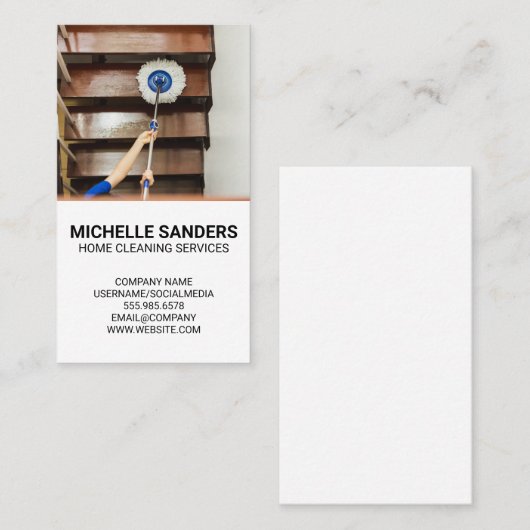 Thuisschoonmaakdiensten | meidentraps visitekaartje (Voorkant / Achterkant)