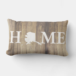 Thuisstaat Alaska Rustic Wood Familienaam Kussen