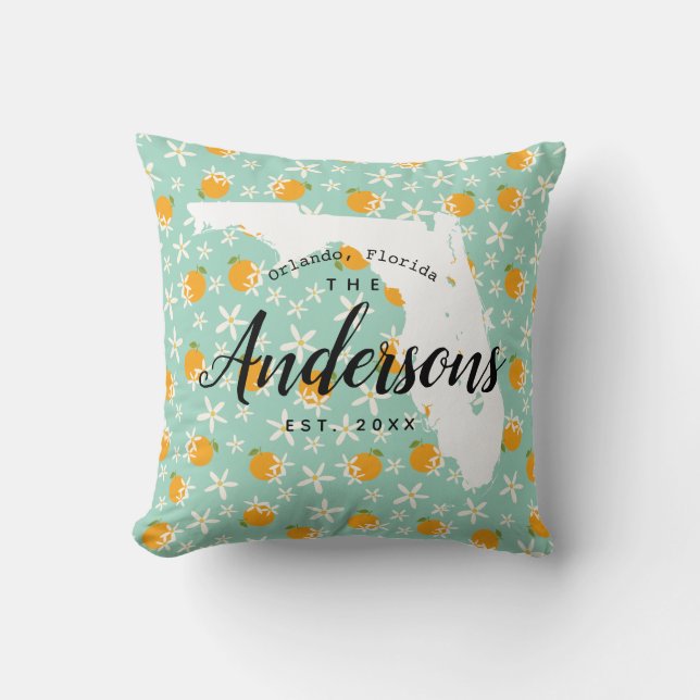 Thuisstaat Flower Florida Oranje Blossom Kussen (Voorkant)