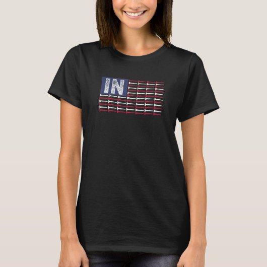 Thuisstaat Indiana in de Amerikaanse vlag Patrioti T-shirt (Voorkant)