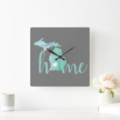 Thuisstaat is Michigan Silhouette Vierkante Klok (Huis)