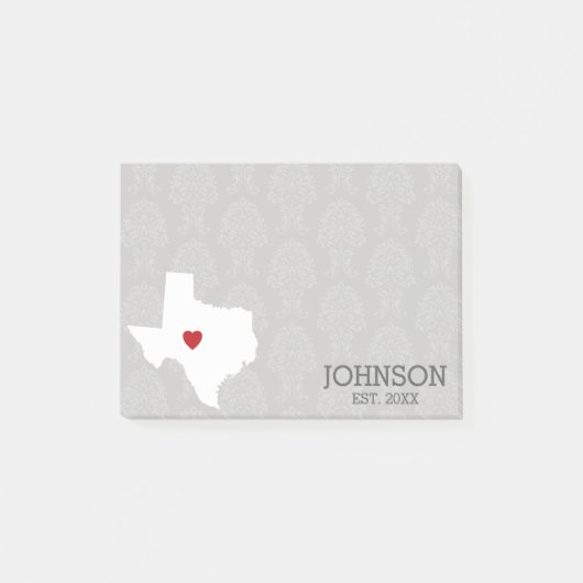 Thuisstaat Kaart Kunst - Aangepaste naam Texas Post-it® Notes (Voorkant)
