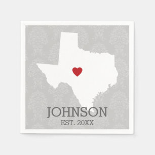 Thuisstaat Kaart Kunst - Aangepaste naam Texas Servet