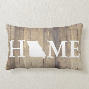 Thuisstaat Missouri Rustic Wood Familienaam Kussen