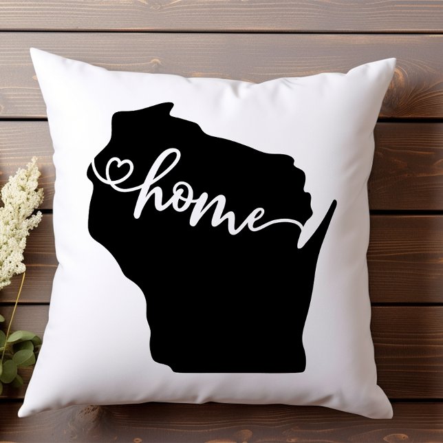Thuisstaat Omlijning Hart Wisconsin  Kussen (Creator heeft geüpload)