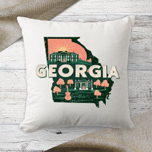 Thuisstaat Retro Kleur Georgia  Kussen