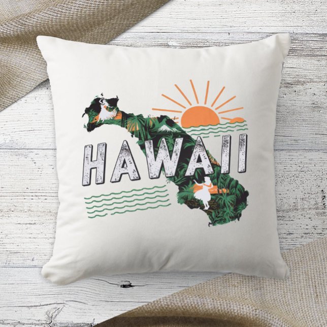 Thuisstaat Retro Kleur Hawaï  Kussen (Creator heeft geüpload)