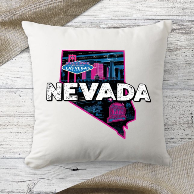 Thuisstaat Retro Kleur Nevada Kussen (Creator heeft geüpload)