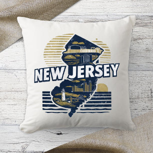 Thuisstaat Retro Kleur New Jersey Kussen