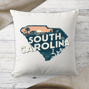 Thuisstaat Retro Kleur South Carolina Kussen