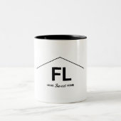 Thuisstaat: zwarte witte letters tweekleurige koffiemok (Center)