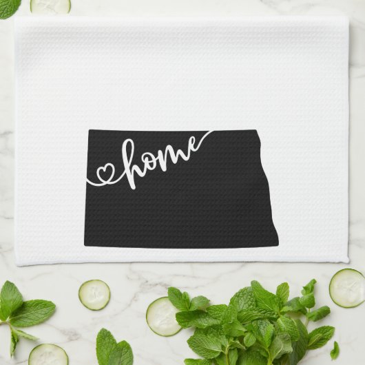 Thuisstaatoverzicht Heart North Dakota Theedoek (Gevouwen)