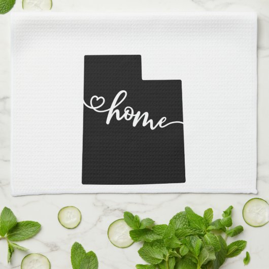 Thuisstaatoverzicht - Heart Utah Theedoek (Gevouwen)