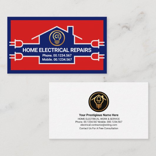 Thuisstroomkabel Visitekaartje (Voorkant / Achterkant)
