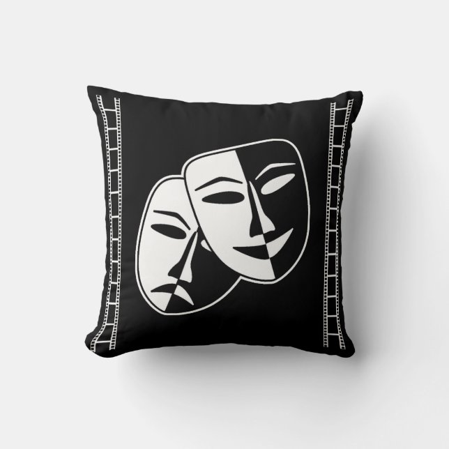 Thuistheater Komedie Tragedie Maskers Kussen (Voorkant)