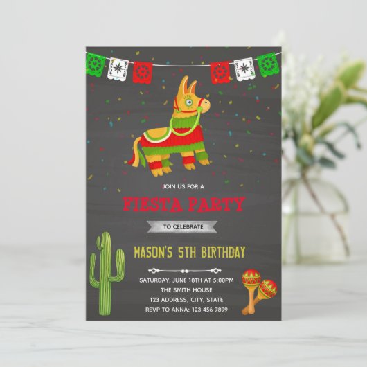 Thuisverjaardag Pinata fiesta Kaart (Staand voorkant)