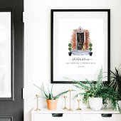 Thuisvriendelijk startpunt Waterverf Rode brick en Poster