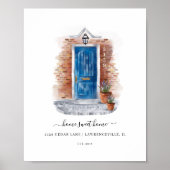 Thuisvriendelijk startpunt Waterverf Rode brick en Poster (Voorkant)